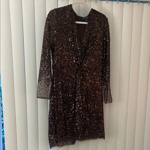 French Connection Shimmering Sequin Long Sleeve Dress
